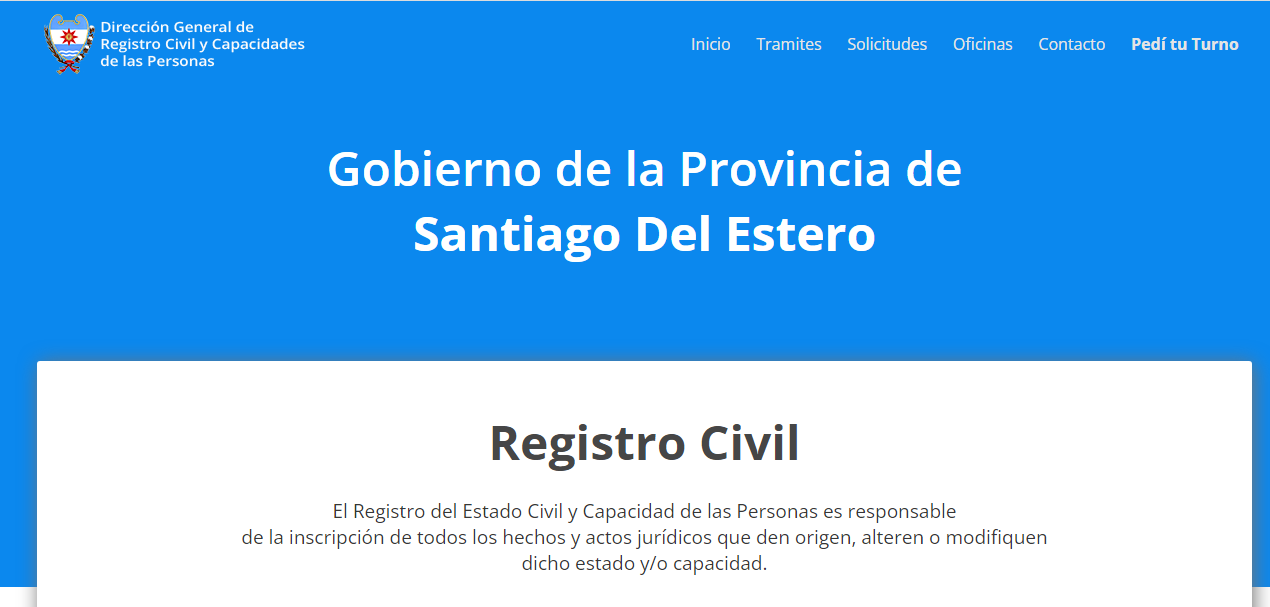 Sacar Turno en Registro de las Personas de Santiago del Estero